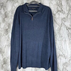 Tricots St Raphael Sweater Mens XXL Quarter Zip Blue Pullover Casual Adult